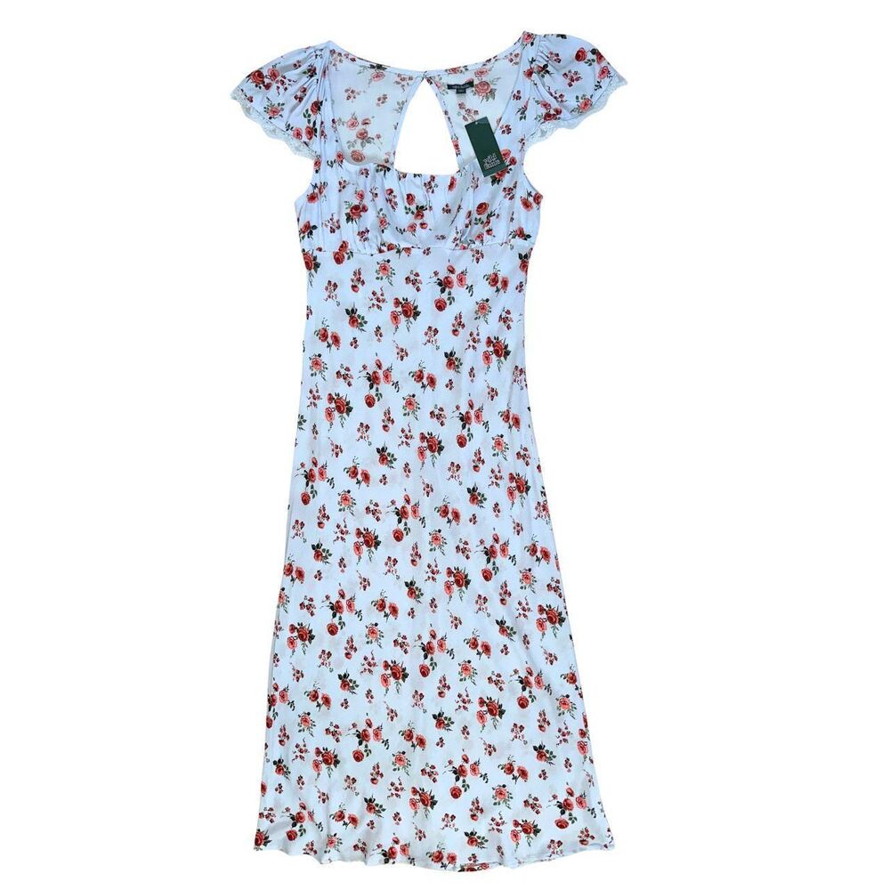Women's Flutter Cap Sleeve Maxi A-Line Dress Light Blue, Medium - Picture 2 of 8